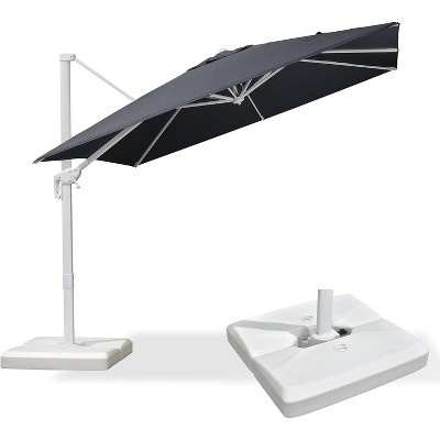 PURPLE LEAF Patio Umbrella White Cantilever Offset Umbrella Square Outdoor Umbrella with 360-degree Rotation for Garden Deck Pool