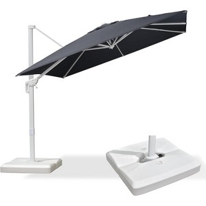 PURPLE LEAF Patio Umbrella White Cantilever Offset Umbrella Square Outdoor Umbrella with 360-degree Rotation for Garden Deck Pool - 1 of 4