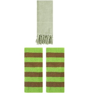 REGALWOVEN 3 Packs Striped and Solid Tassels Absorbent Soft Cotton Hand Towel for Bathroom - 1 of 4