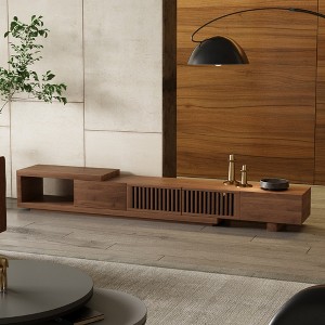 Luck Live 78.54in expandable TV stand with 2 drawers, 2 cabinet doors, one open storage, maximum 120 inches/Walnut color&Modern. - 1 of 4