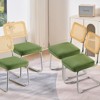 VEVOR Rattan Dining Chairs Set of 4, Mid Century Modern Dining Chair, Upholstered Velvet Accent Chair with Rattan Back, (18.1 Inch) - 2 of 4