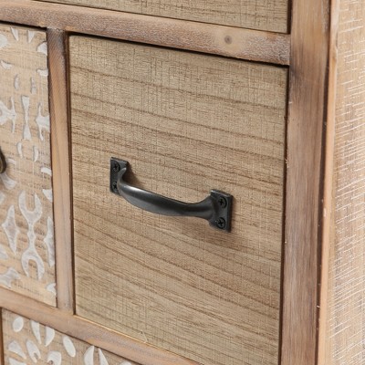 White Fir and Iron Mid-Century Bohemian Accent Cabinet