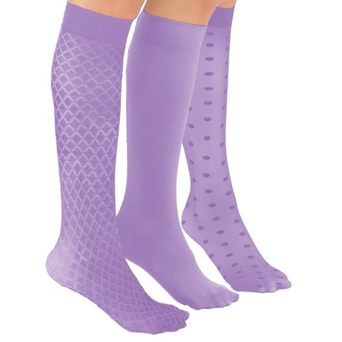 Collections Etc Stylish Compression Knee High Stockings, 3 Pairs ...