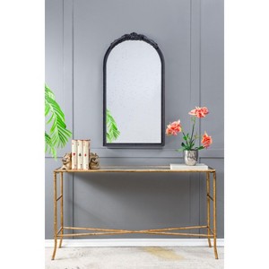 Kumasinova Arch/Round Antique Wall Mirror with Hand Carved Rose Frame,Wood Decorative Mirror Wall Decor for Living Room,Bathroom,Bedroom - 1 of 4