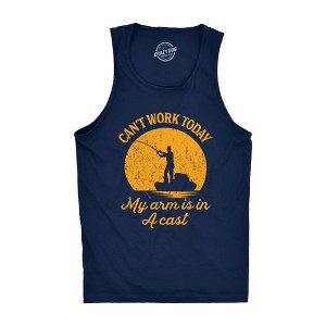 Mens Fitness Tank Can't Work Today My Arm Is In A Cast T-Shirt Funny Fishing Fathers Day Tee - Crazy Dog Men's Tank Top - 1 of 4