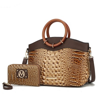 MKF Collection Phoebe Tote Women’s Faux Crocodile-Embossed Vegan Leather with Wristlet Wallet Bag by Mia K