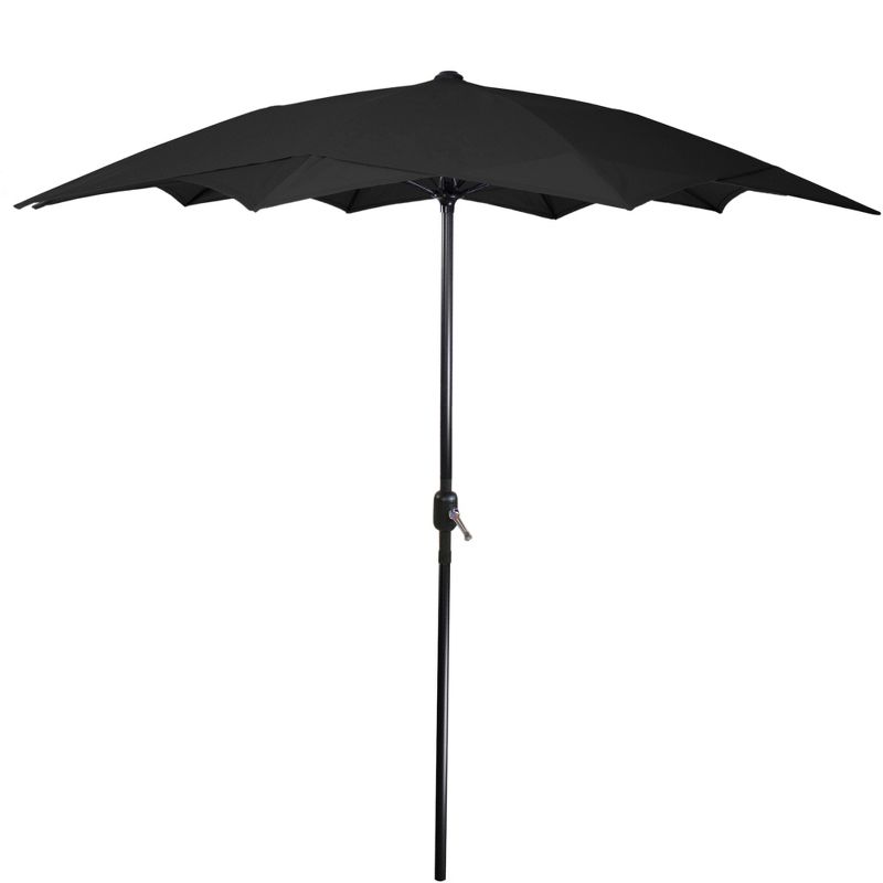 Northlight 8.5ft Outdoor Patio Lotus Umbrella with Hand Crank, Black, 1 of 7