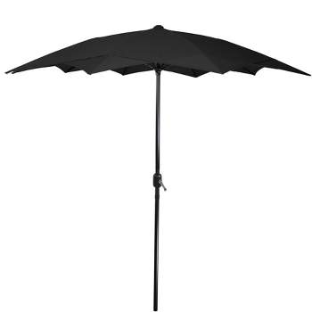Northlight 8.5ft Outdoor Patio Lotus Umbrella with Hand Crank, Black