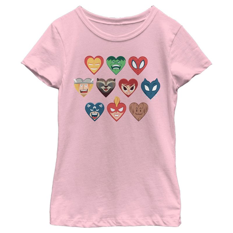 Girl's Marvel Superhero Hearts T-Shirt, 1 of 5