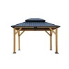 Wooden Hardtop Gazebo,Gazebo With Steel Double Roof And Wood Frame,Outdoor Permanent Metal Pavilion For Patio Backyard Lawns-Coolbibila - 3 of 4