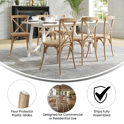 Natural White Grain Wood Cross Back Dining Chair