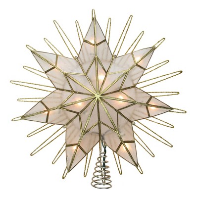 Kurt S. Adler 14" Lighted Capiz Sunburst 7-Point Star Christmas Tree Topper - Clear Lights