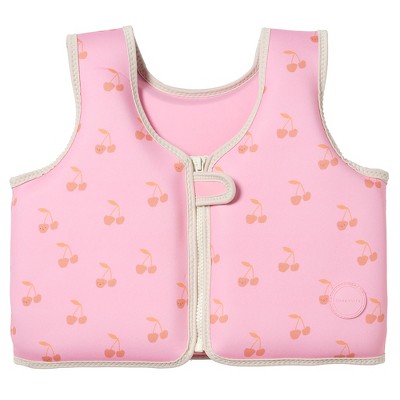 Sunnylife Kids Swim Vest 3-6 - Cotton Candy Cherry, Pink Butterfly, 66lb Cap