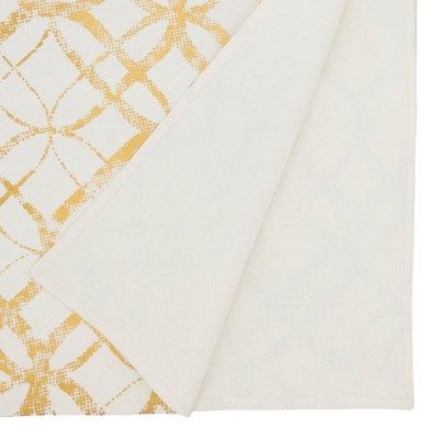 Gold Metallic Foil Print Cotton Table Runner