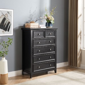 Sapphtopaz 6 Drawers Dresser for Bedroom Farmhouse Drawer Organizer Tall Storage Cabinet Closet Organizers and Storage for Bedroom, Living Room, Black - 1 of 4
