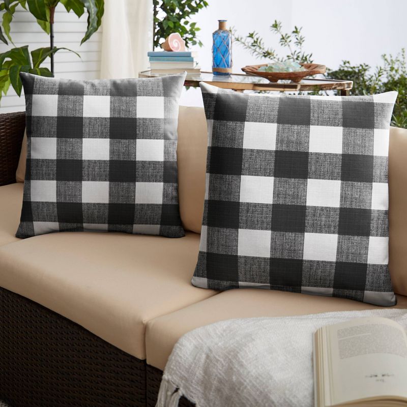 2pk 18&#34;x18&#34; Sorra Home Knife Edge Square Indoor Outdoor Throw Pillow Sets Black, 2 of 5