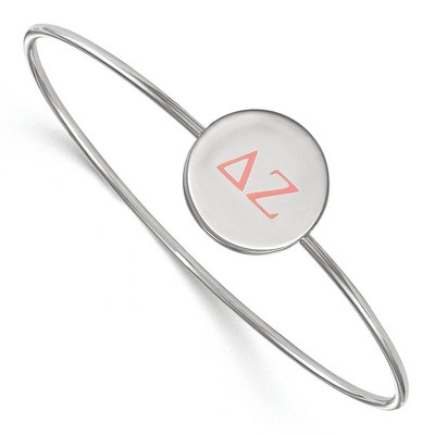 Black Bow Jewelry Sterling Silver Delta Zeta Greek Life Bangle Bracelet 6 Inch