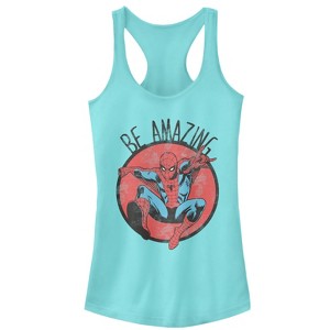 Juniors Womens Marvel Spider-Man Be Amazing Racerback Tank Top - 1 of 3