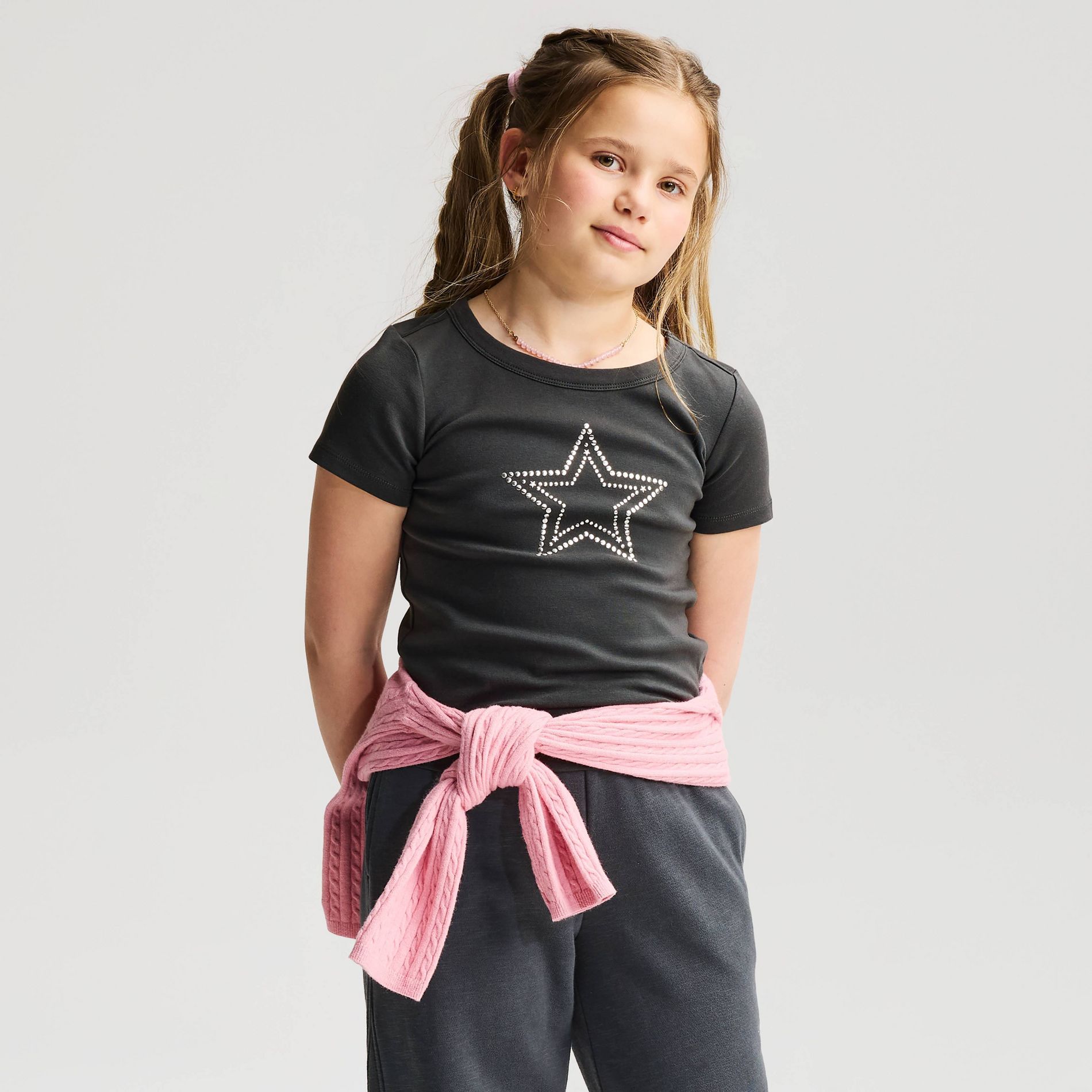 Girls' Short Sleeve Fitted Studded Graphic T-Shirt - Cat & Jack™