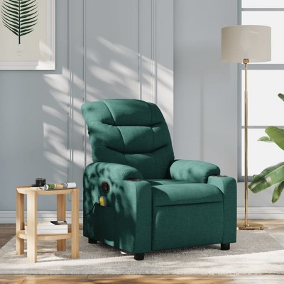 VidaXL Massage Recliner Chair Dark Green Fabric
