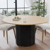 PexFix 52" Wood Round Dining Table Kitchen Table for 4-6 with Arc-Shaped Edge Top & Cylindrical Pedestal for Living/Dining Room Coffee Office Natural - 2 of 4