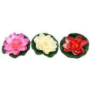 Unique Bargains Artificial Lotus Flowers for Garden Ponds Pool Decoration 3 Pcs - 1 of 4