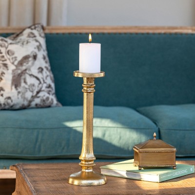 Classic Gold Cast Aluminum Candlestick, 17" Height