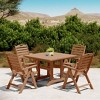 WestinTrends Malibu 5-Piece HDPE Square Patio Dining Table Set with Foldable Chairs, White - 2 of 4