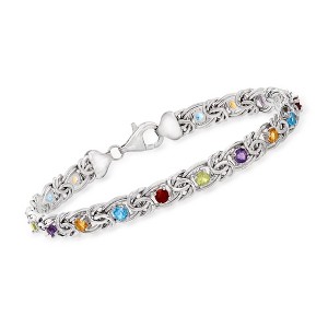 Ross-Simons 3.00 ct. t.w. Multi-Gemstone Byzantine Bracelet in Sterling Silver - 1 of 3