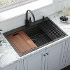 Gulches 36"x22" Gunmetal Black Drop-in Workstation Kitchen Sink, 16 Gauge T304 Stainless Steel, Single Bowl with Accessories - 3 of 4