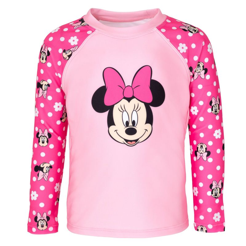 Disney Minnie Mouse Girls UPF 50+ Rash Guard and Swim Shorts Swimsuit Set Toddler, 4 of 8