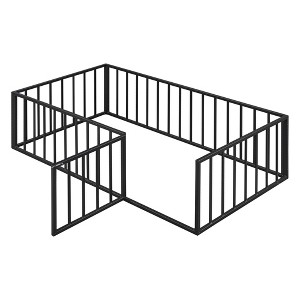 Dexmalle Metal Floor Bed Frame with Fence and Door - 1 of 4