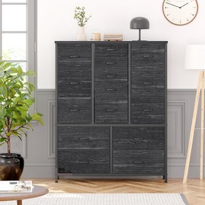 Acekool 15-Drawer Dresser - Space-Saving Storage in Charcoal Black - 1 of 4