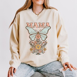 Simply Sage Market Mama Butterfly Floral Lightweight Garment Dyed Sweatshirt - 1 of 4