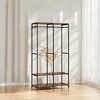 Wardrobe Closet Organizer Clothing Storage Iron and Wood Heavy Duty Clothes Rack with Hanging Rods, Shelves, and Removable Hooks 15.7 x 37.2 x 70.9 - 4 of 4
