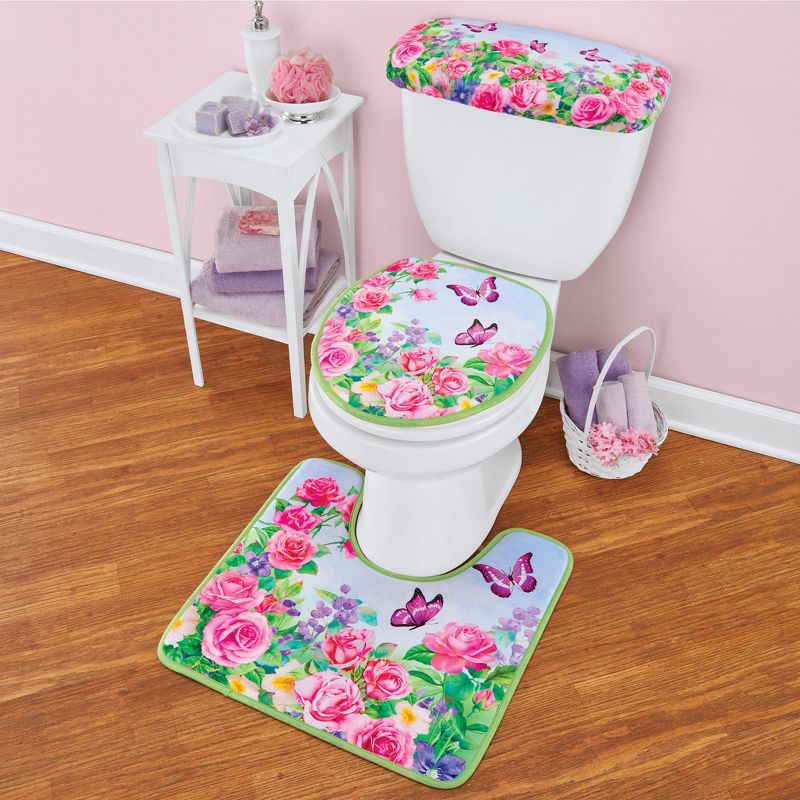 Collections Etc Elegant Colorful Butterfly Garden 3-Piece Commode Set SET, 2 of 3