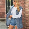 Coolmee Women's Oversized Denim Vest Mid Long Jean Vest Sleeveless Jackets Distressed Vest - 4 of 4