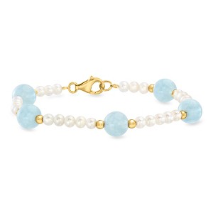 Ross-Simons 4mm Cultured Pearl and 19.00 ct. t.w. Milky Aquamarine