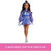 Barbie Deluxe Style Doll #7 in Metallic Blue Top and Skirt, Wavy Brown Hair, Accessories - 4 of 4