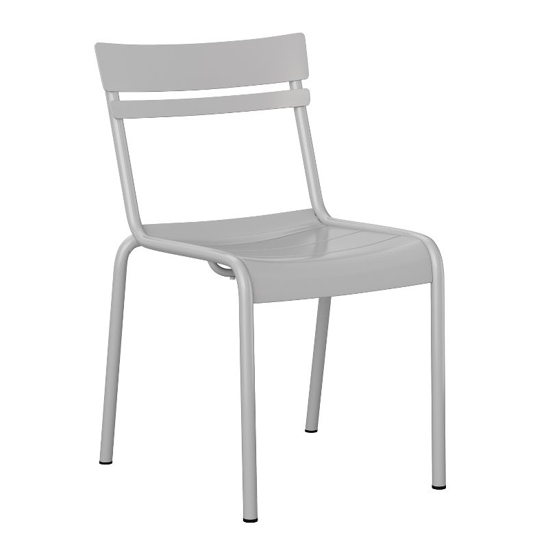 Flash Furniture Nash Commercial Grade Steel Stack Chair, Indoor-Outdoor Armless Chair with 2 Slat Back, Set of 2, 1 of 13