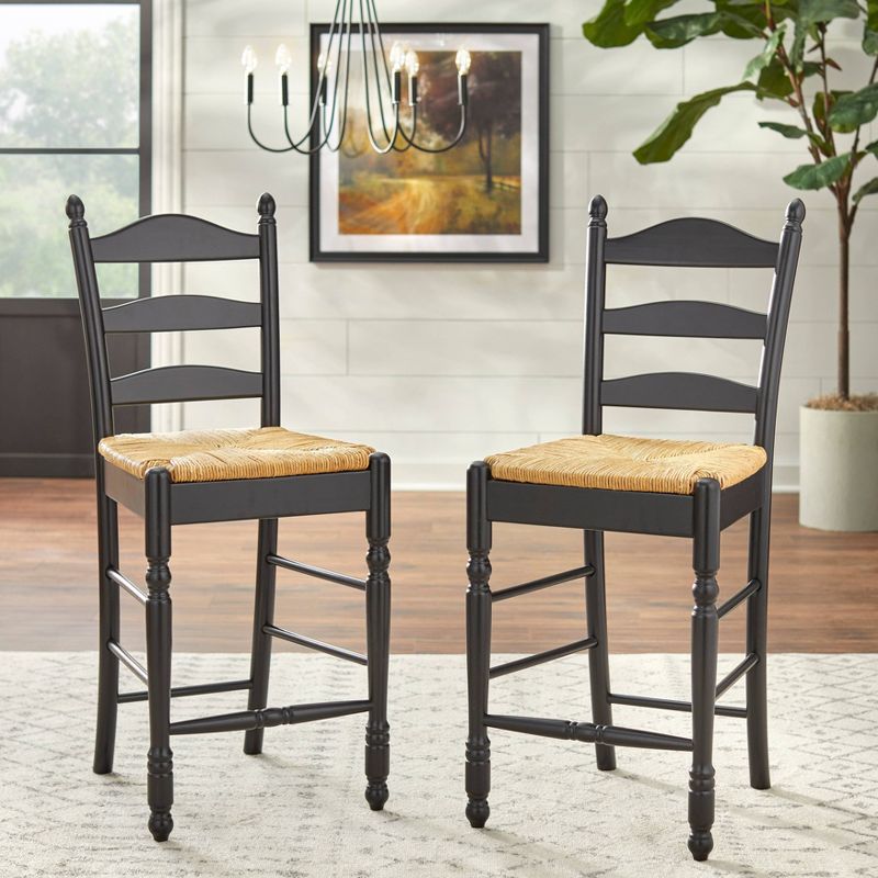 Set of 2 24" Ladder Back Counter Height Barstools - Buylateral, 3 of 5