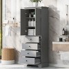 Storage Cabinet With 2 Doors And 4 Drawers For Bathroom, Bathroom Storage Cabinets With Adjustable Shelf, Bathroom Cabinets Modern-Cuddlewood - 2 of 4