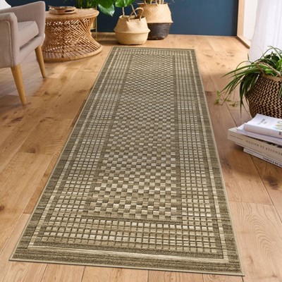 Checkered Washable Area Rugs Modern Floor Mats with Non-Slip Backing