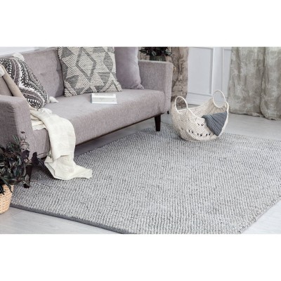 Handmade Tufted Gray Wool Blend Rectangular Rug 7'6" x 9'6"