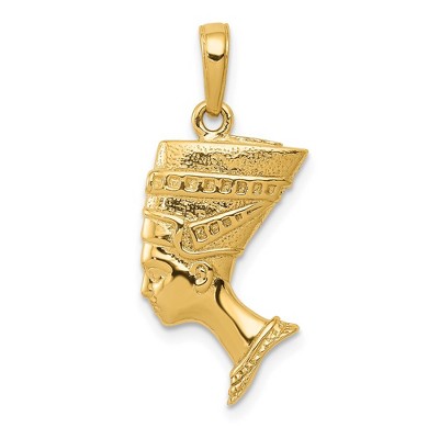 Black Bow Jewelry 14k Yellow Gold 3D Polished & Satin Egyptian Nefertiti Pendant