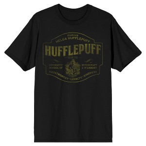 Mens Harry Potter Hufflepuff Hogwarts House Black Graphic Tee - 1 of 3