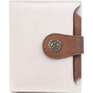 CLUCI Small Wallets for Women RFID Blocking Leather Trifold Compact Credit Card Holder with ID Window Ladies Zipper Coin Purse Beige with Brown - 1 of 3