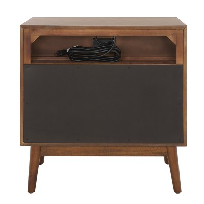 Medium Oak and Gold 2-Drawer Chest with USB Ports
