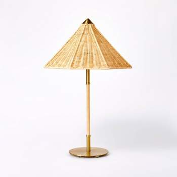 Table Lamp with Tapered Rattan Shade Gold (Includes LED Light Bulb) - Threshold™ designed wtih Studio McGee