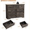 Farmhouse 9-Drawer Dresser, Rustic Vintage Dark Oak Chest with Natural Texture, Spacious Storage Organizer for Bedroom Living Room Hallway - 2 of 4